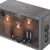 Anna's Collection LED stompkaars met timer brons D 7,5 H 10 / 12,5 / 15 cm 3 stuks