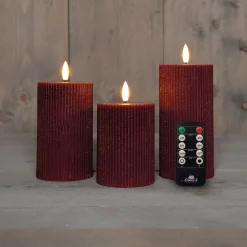 Anna's Collection LED stompkaars Rib met timer bordeaux D 7,5 H 12,5 cm