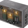 Anna's Collection LED stompkaars groen D 7,5 H 10 / 12,5 / 15 cm 3 stuks