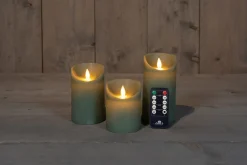 Anna's Collection LED stompkaars groen D 7,5 H 10 / 12,5 / 15 cm 3 stuks