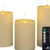 Anna's Collection led stompkaars Riba ivoor D 7,5 H 10 / 12,5 / 15 cm 3 stuks