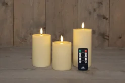 Anna's Collection led stompkaars Riba ivoor D 7,5 H 10 / 12,5 / 15 cm 3 stuks