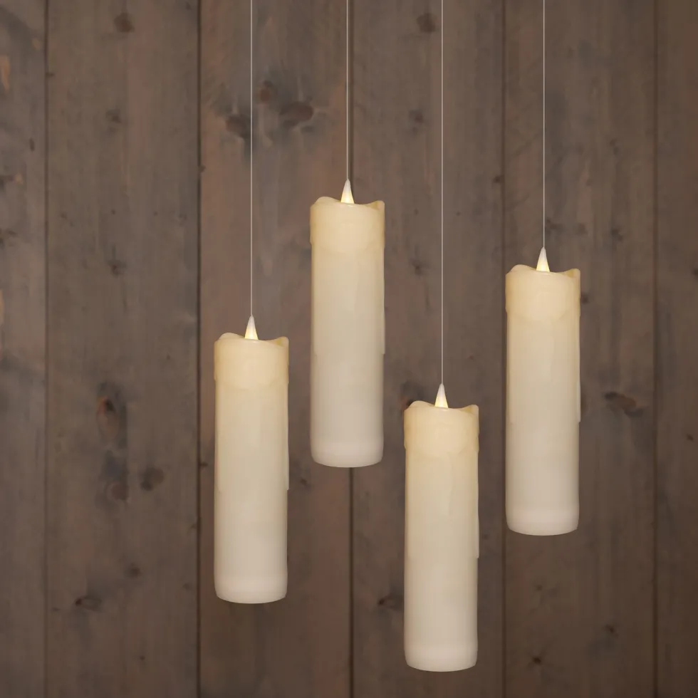 Anna's Collection LED stompkaars zwevend wit D 5 H 18 cm 4 stuks