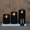 Anna's Collection LED stompkaars oplaadbaar zwart met afstandsbediening D 11 H 19,5 cm 3 stuks