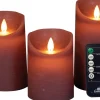 Anna's Collection LED stompkaars Rustiek oud roze D 7,5 H 10 / 12,5 / 15 cm 3 stuks