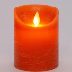 Anna's Collection LED stompkaars Rustiek oranje met timer D 7,5 H 10 cm