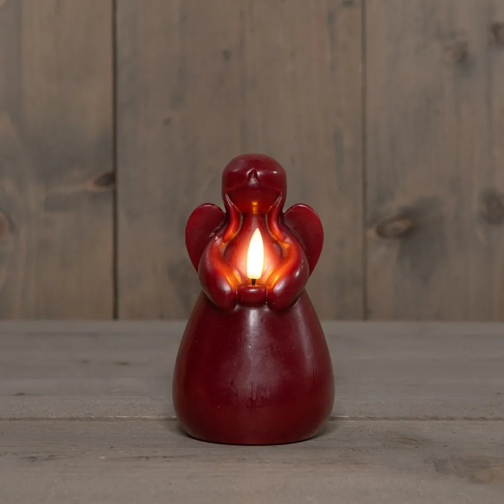 Anna's Collection LED stompkaars Ange engel bordeaux D 8 H 14,5 cm