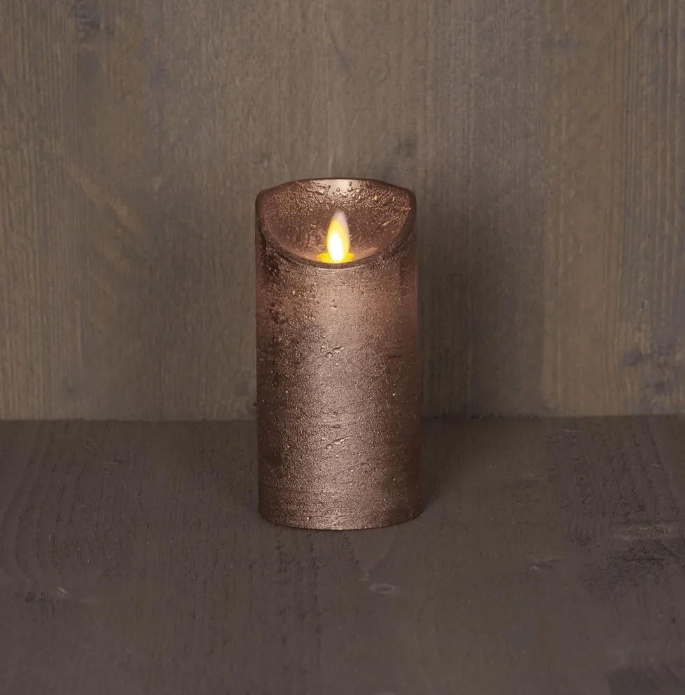 Anna's Collection LED stompkaars met timer brons D 7,5 H 15 cm