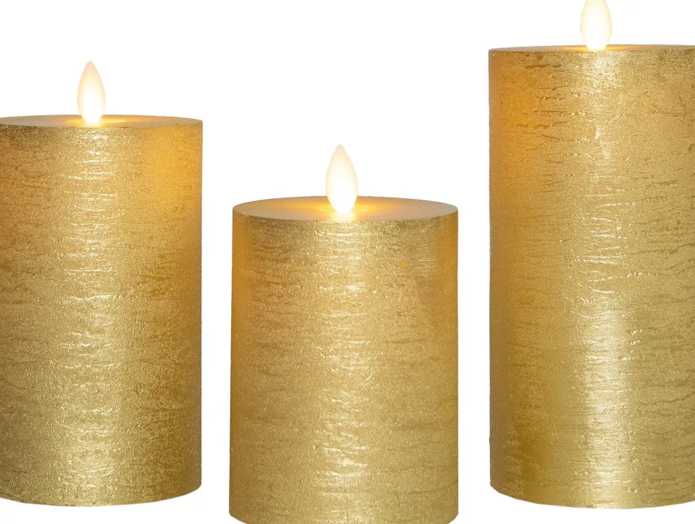 Anna's Collection LED stompkaars goud D 8 H 15 cm 3 stuks