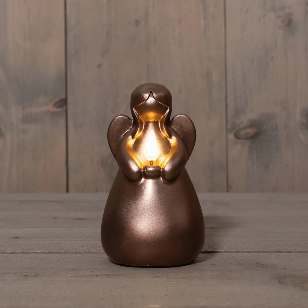 Anna's Collection LED stompkaars engel brons D 7 H 14,5 cm