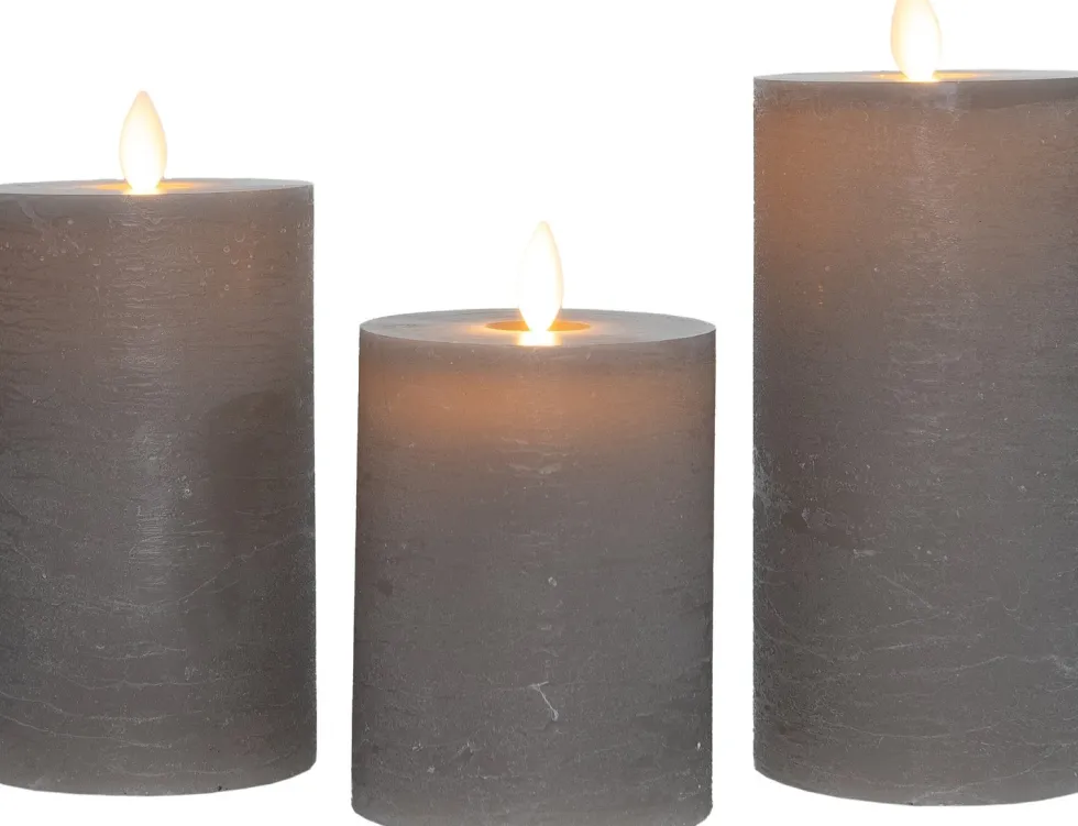 Anna's Collection LED stompkaars taupe D 8 H 15 cm 3 stuks