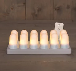 Anna's Collection LED stompkaars vlam wit D 5 H 6,8 cm 12 stuks