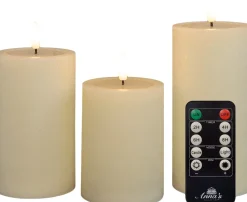 Anna's Collection LED stompkaars crème D 8 H 15 cm 3 stuks