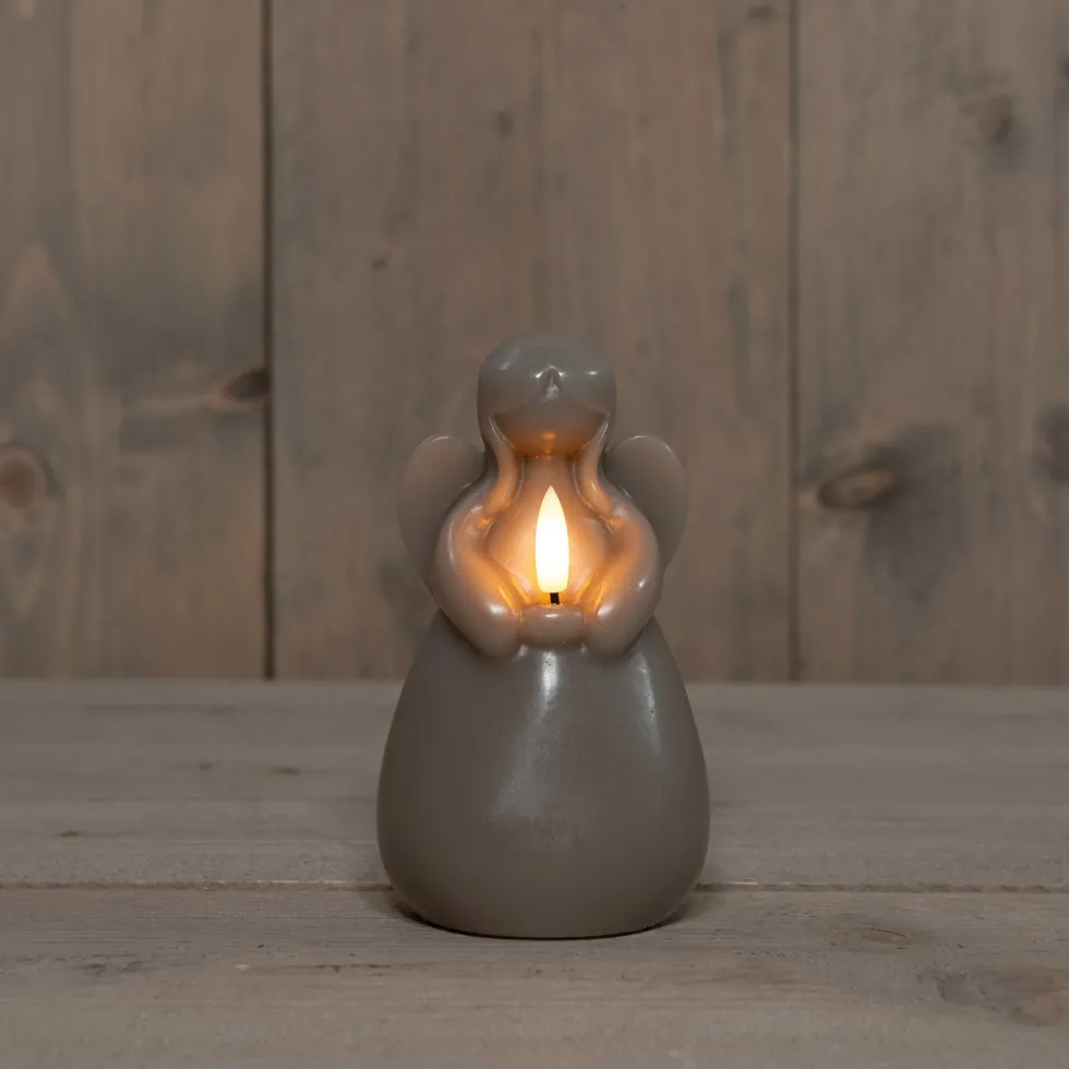Anna's Collection LED stompkaars Ange engel taupe D 8 H 14,5 cm