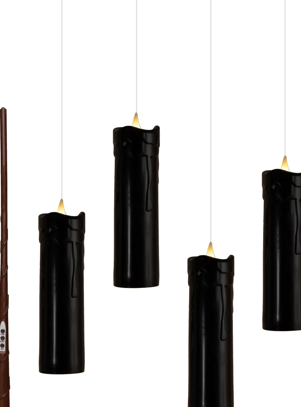 Anna's Collection LED stompkaars zwevend zwart D 5 H 18 cm 4 stuks