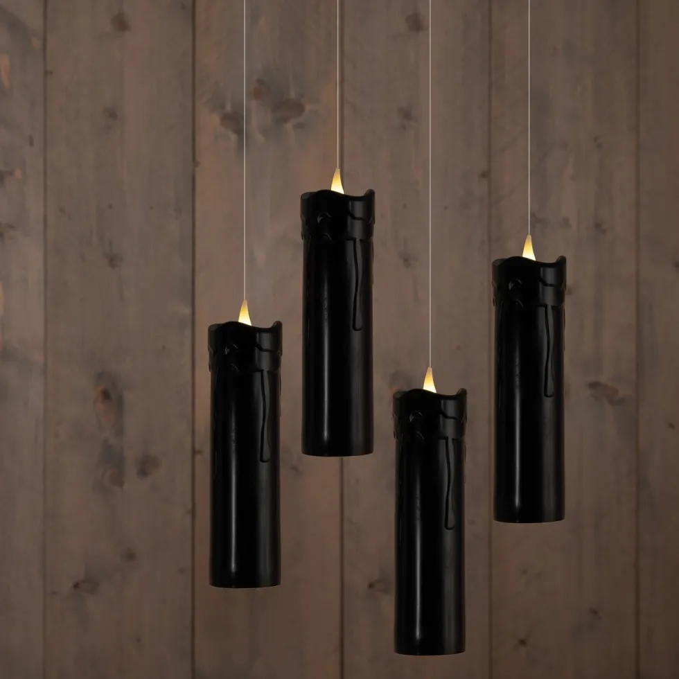 Anna's Collection LED stompkaars zwevend zwart D 5 H 18 cm 4 stuks