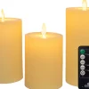 Anna's Collection LED stompkaars Rib met timer ivoor D 7,5 H 10 / 12,5 / 15 cm 3 stuks