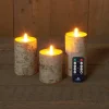 Anna's Collection LED stompkaars berkenhout structuur wit D 7,5 H 10 / 12,5 / 15 cm 3 stuks