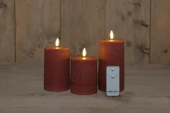 Anna's Collection led stompkaars Riba roze D 7,5 H 10 / 12,5 / 15 cm 3 stuks