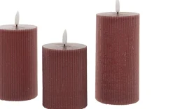 Anna's Collection led stompkaars Riba roze D 7,5 H 10 / 12,5 / 15 cm 3 stuks