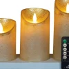 Anna's Collection led stompkaars Dinu lichtgoud D 7,5 H 10 / 12,5 / 15 cm 3 stuks