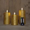Anna's Collection led stompkaars Dinu goud D 7,5 H 10 / 12,5 / 15 cm 3 stuks