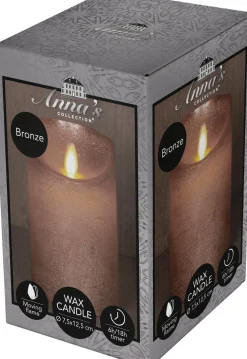 Anna's Collection LED stompkaars met timer brons D 7,5 H 12,5 cm