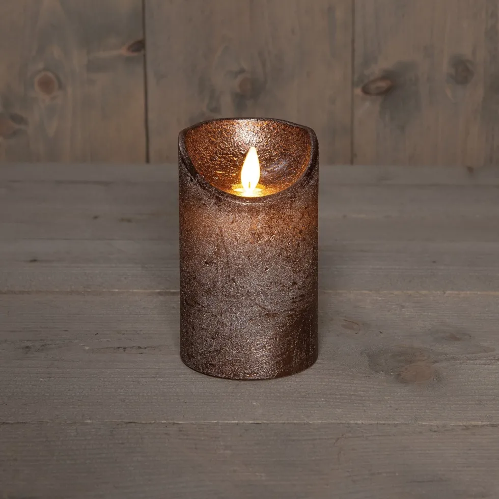 Anna's Collection LED stompkaars met timer brons D 7,5 H 12,5 cm