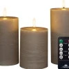 Anna's Collection led stompkaars Dinu taupe D 7,5 H 10 / 12,5 / 15 cm 3 stuks