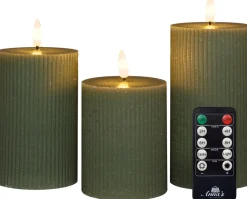 Anna's Collection led stompkaars Riba groen D 7,5 H 10 / 12,5 / 15 cm 3 stuks