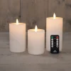 Anna's Collection LED stompkaars Rib met timer wit D 7,5 H 10 / 12,5 / 15 cm 3 stuks