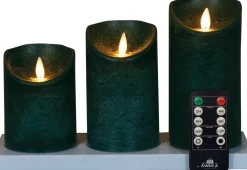 Anna's Collection LED stompkaars met oplaadstation groen D 7,5 H 10 / 12,5 / 15 cm 3 stuks