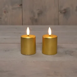 Anna's Collection LED stompkaars met timer wit D 4,5 H 8 cm 2 stuks