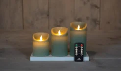 Anna's Collection led stompkaars Dinu groen D 7,5 H 10 / 12,5 / 15 cm 3 stuks
