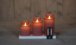 Anna's Collection LED stompkaars met oplaadstation roze D 7,5 H 10 / 12,5 / 15 cm 3 stuks