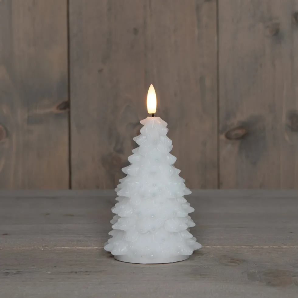 Anna's Collection LED stompkaars Tambu kerstboom wit D 9,5 H 15 cm