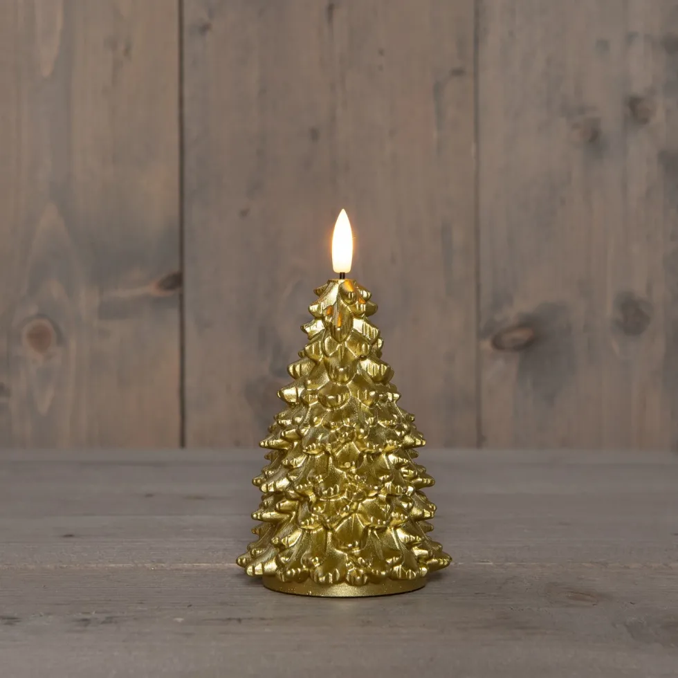 Anna's Collection LED stompkaars Tambu kerstboom goud D 9,5 H 15 cm