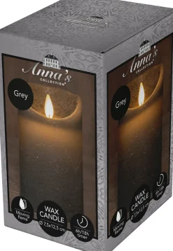 Anna's Collection LED stompkaars met timer grijs D 7,5 H 12,5 cm