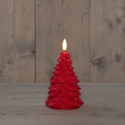 Anna's Collection LED stompkaars Tambu kerstboom rood D 9,5 H 15 cm