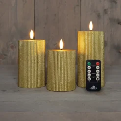 Anna's Collection LED stompkaars Rib met timer goud D 7,5 H 12,5 cm
