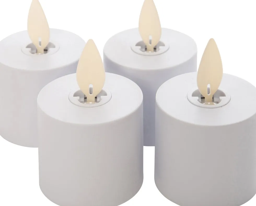 Anna's Collection LED waxinelicht uitbreidingsset wit D 3,8 H 3,5 cm 4 stuks