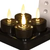 Anna's Collection LED waxinelicht met oplaadstation zwart D 3,5 H 1,5 cm 4 stuks
