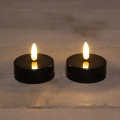 Anna's Collection LED waxinelicht met timer zwart D 6 H 4,5 cm 2 stuks