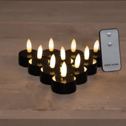 Anna's Collection LED waxinelicht zwart D 3,5 H 1,5 cm 10 stuks