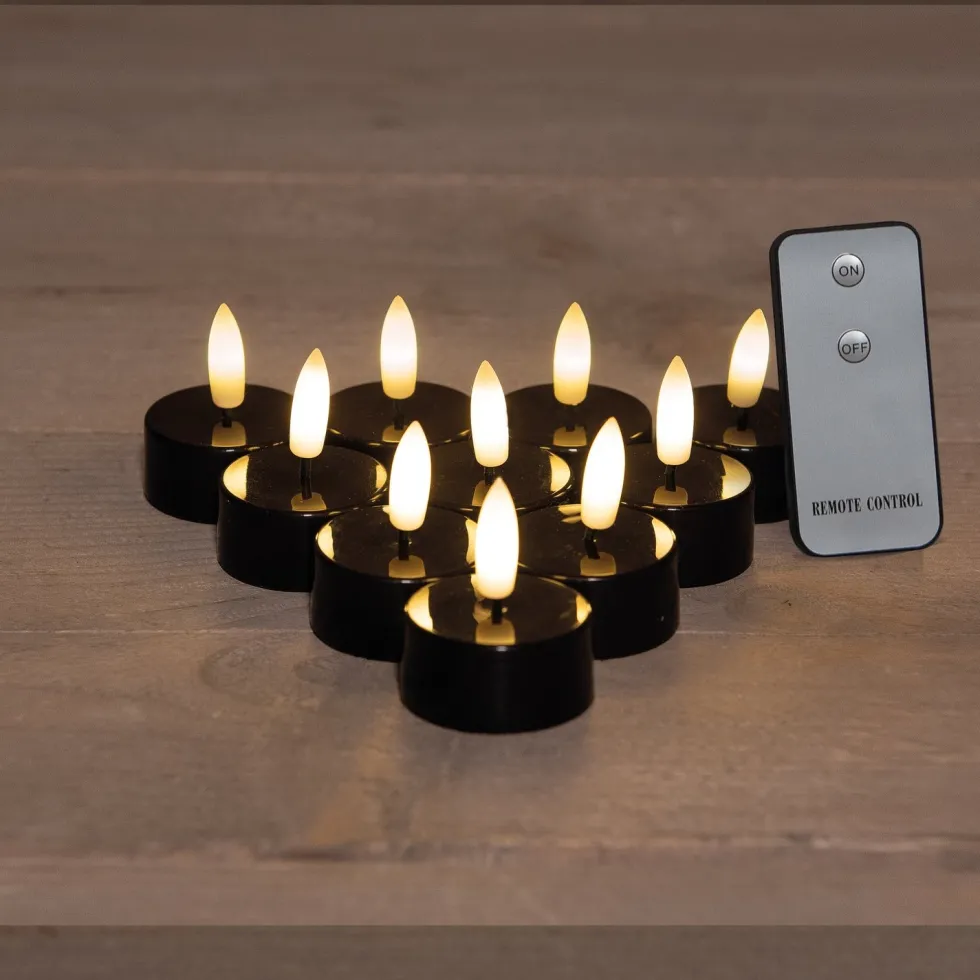 Anna's Collection LED waxinelicht zwart D 3,5 H 1,5 cm 10 stuks