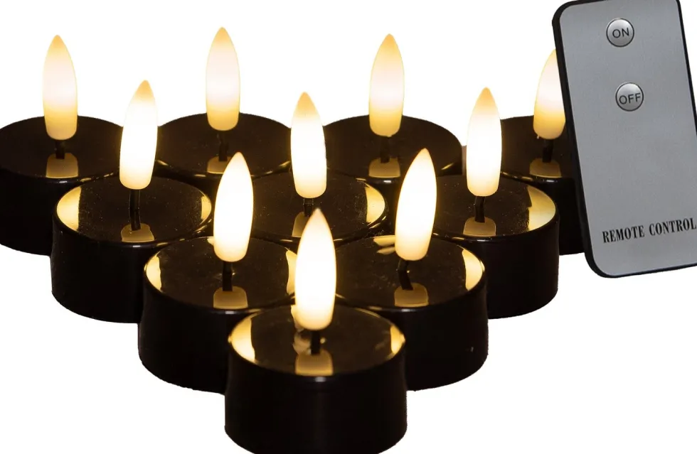 Anna's Collection LED waxinelicht zwart D 3,5 H 1,5 cm 10 stuks
