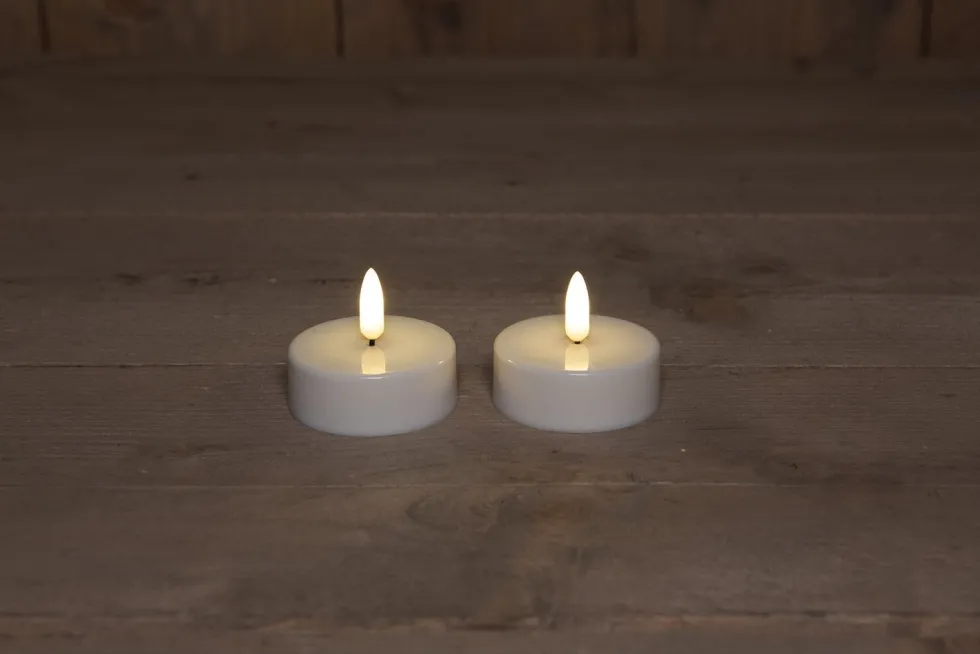 Anna's Collection LED waxinelicht wit D 3,8 H 2 cm 2 stuks