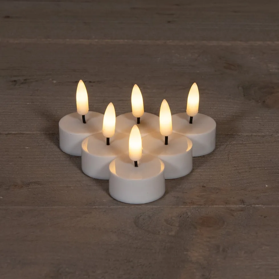 Anna's Collection LED waxinelicht wit D 3,8 H 2 cm 6 stuks