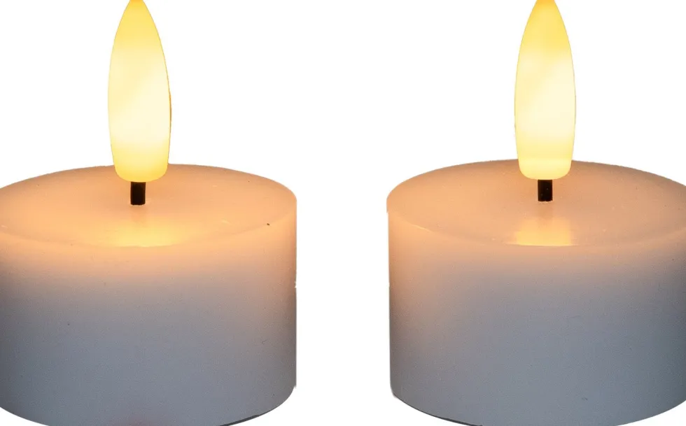 Anna's Collection LED waxinelicht met timer wit D 4 H 5 cm 2 stuks