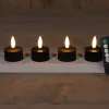 Anna's Collection LED waxinelicht met afstandsbediening zwart D 3,8 H 5 cm 4 stuks